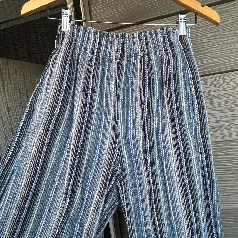 Free People Blue Striped Wide Leg Pants - Picture 4 of 7